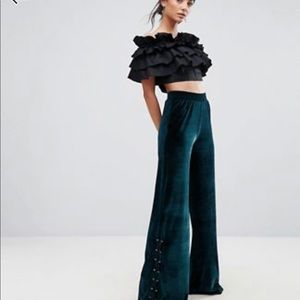 ASOS Tall Wide Leg Velvet Pants - Size 10